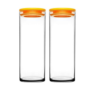 Set De Envases Para Alimentos De Vidrio Al Vacío Con Tapa Naranja, 2 Piezas, 1230 CC, Modelo Breakfast Pasabahce