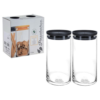 Set De Envases Para Alimentos De Vidrio Al Vacío Con Tapa Gris, 2 Piezas, 795 CC, Modelo Breakfast Pasabahce