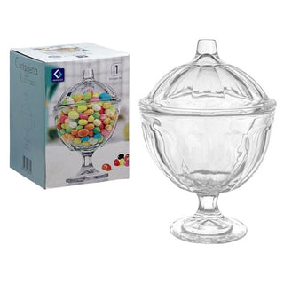 Bombonera De Vidrio Transparente Con Tapa 485 ML, Modelo Cartagena