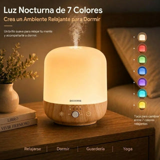 Difusor de Aceite Aromatico de 300 ML, Luz Led, 7 Colores, Temporizador