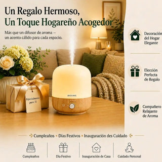 Difusor de Aceite Aromatico de 300 ML, Luz Led, 7 Colores, Temporizador