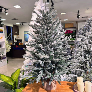 Arbol de Navidad De Mesa Nevado, Espiga Mixta, 122 Cm Sin Luces