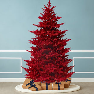 Arbol de Navidad Nevado Color Rojo Espiga Mixta Con Luces Led, 2,40 Mts. 3.423 Puntas