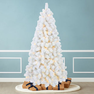Arbol de Navidad Nevado Blanco Espiga Dura 2,40 Metros, 1042 Puntas Sin Luces