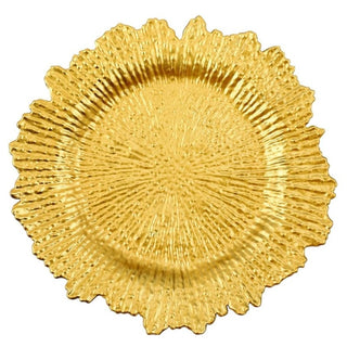 Plato de Fondo Color Dorado Diseño Floral 33 Cm