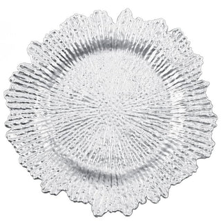 Plato de Fondo Color Plateado Diseño Floral 33 Cm