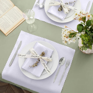 Servilleta de Saten Color Blanco Borde Ondulado 45x45 cm