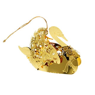 Cisne Decorativo de Metal Color Dorado 7,5 Cm