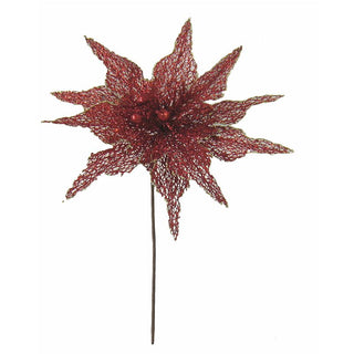 Flor Artificial Poinsettia De Navidad Pick 32Cm