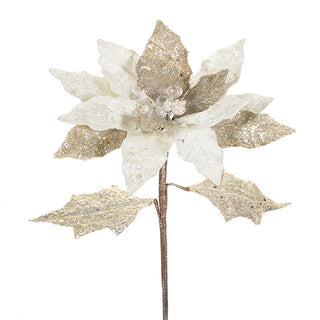 Flor Artificial Poinsettia De Navidad 75 Cm Color Ivory